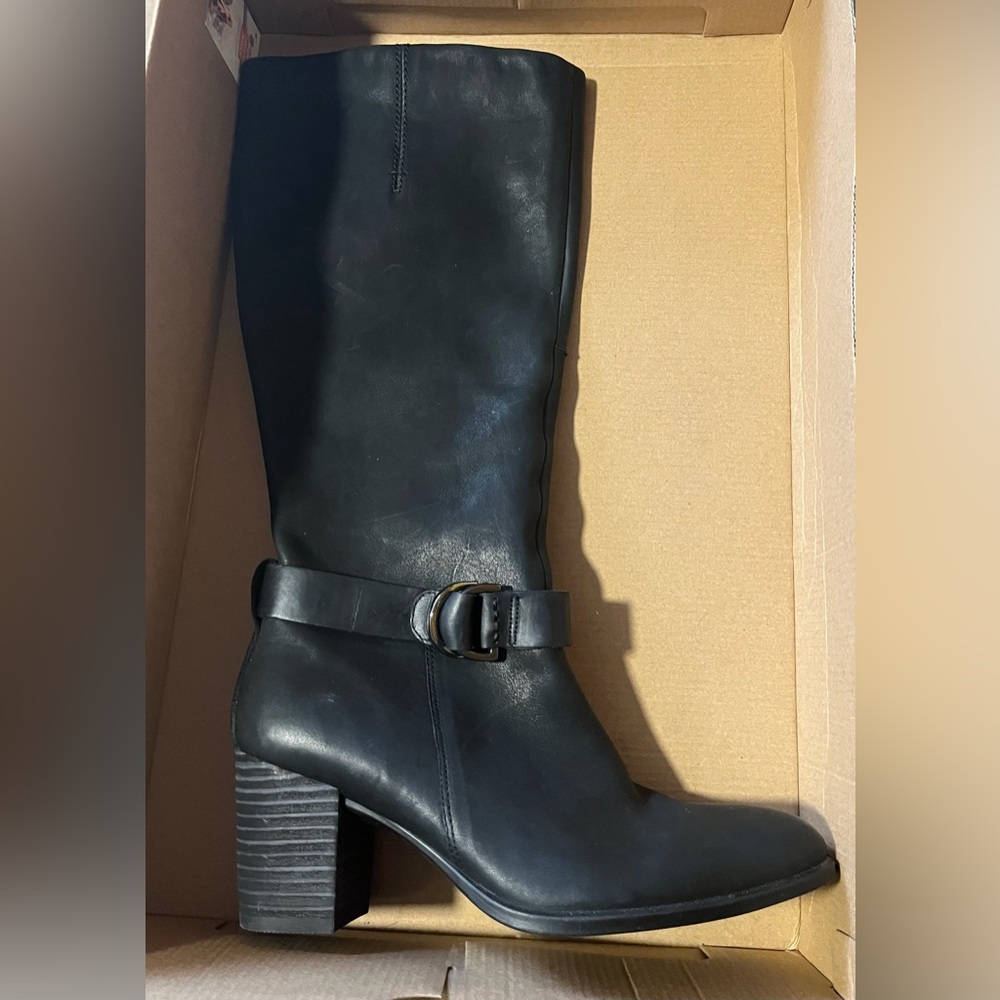 ECCO Black Heeled Knee-High Boots. 38. New